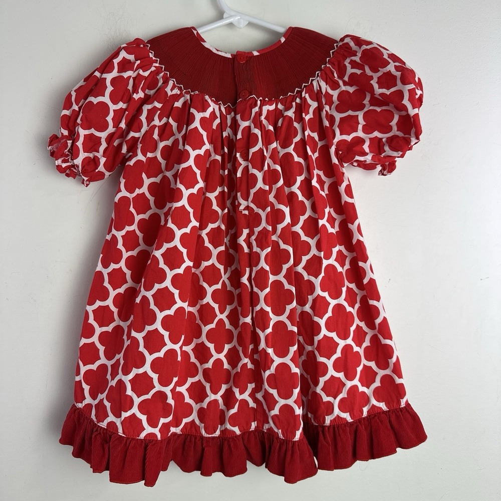 Mom & Me Smocked Santa Red White Bishop Dress Size 4 Toddler Holiday - Picture 5 of 8